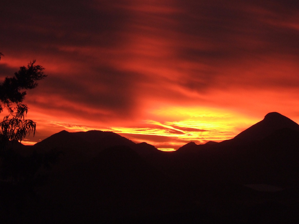 Fire sunset, Red | Yellow | Sky | Fire | Mountain | Evening | Night