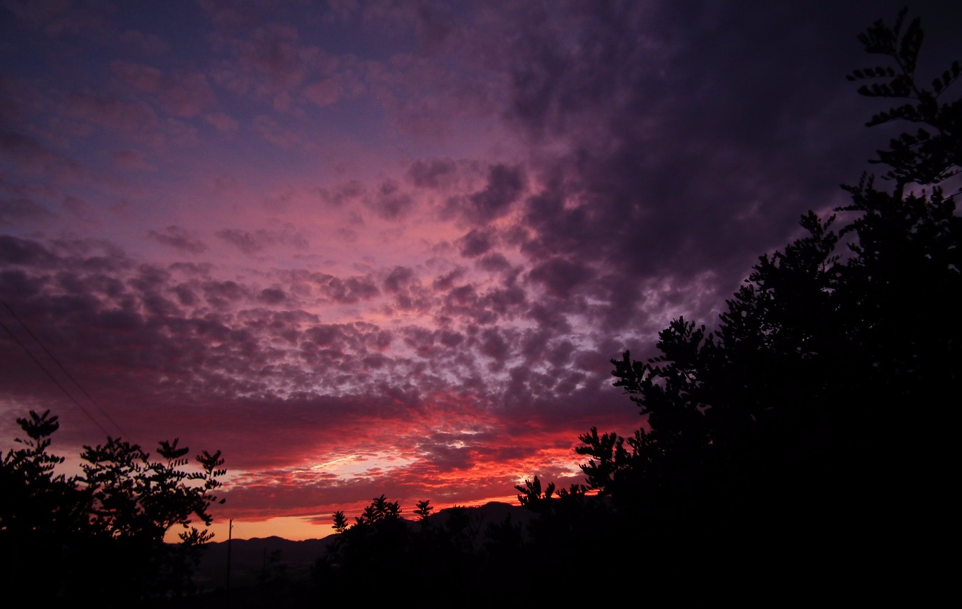 Spanish Sunset, Sunset | Spain | Mountain | Colour | Red | Purple | Orange | Sky | Night | Dark | Tree | Shadow