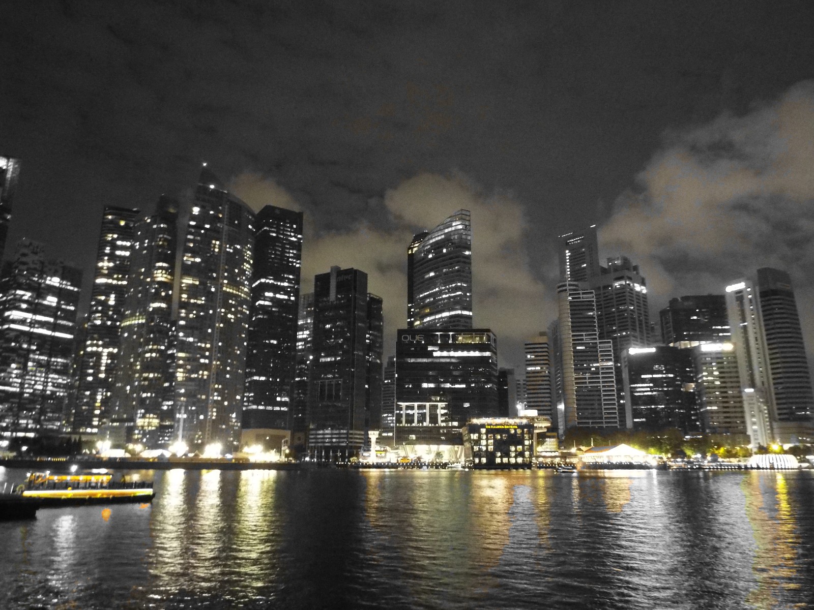 Singapore by night, cities | City | Night | River | Building | Architecture | Dark | Boats | Singapore | World | Travel | Water