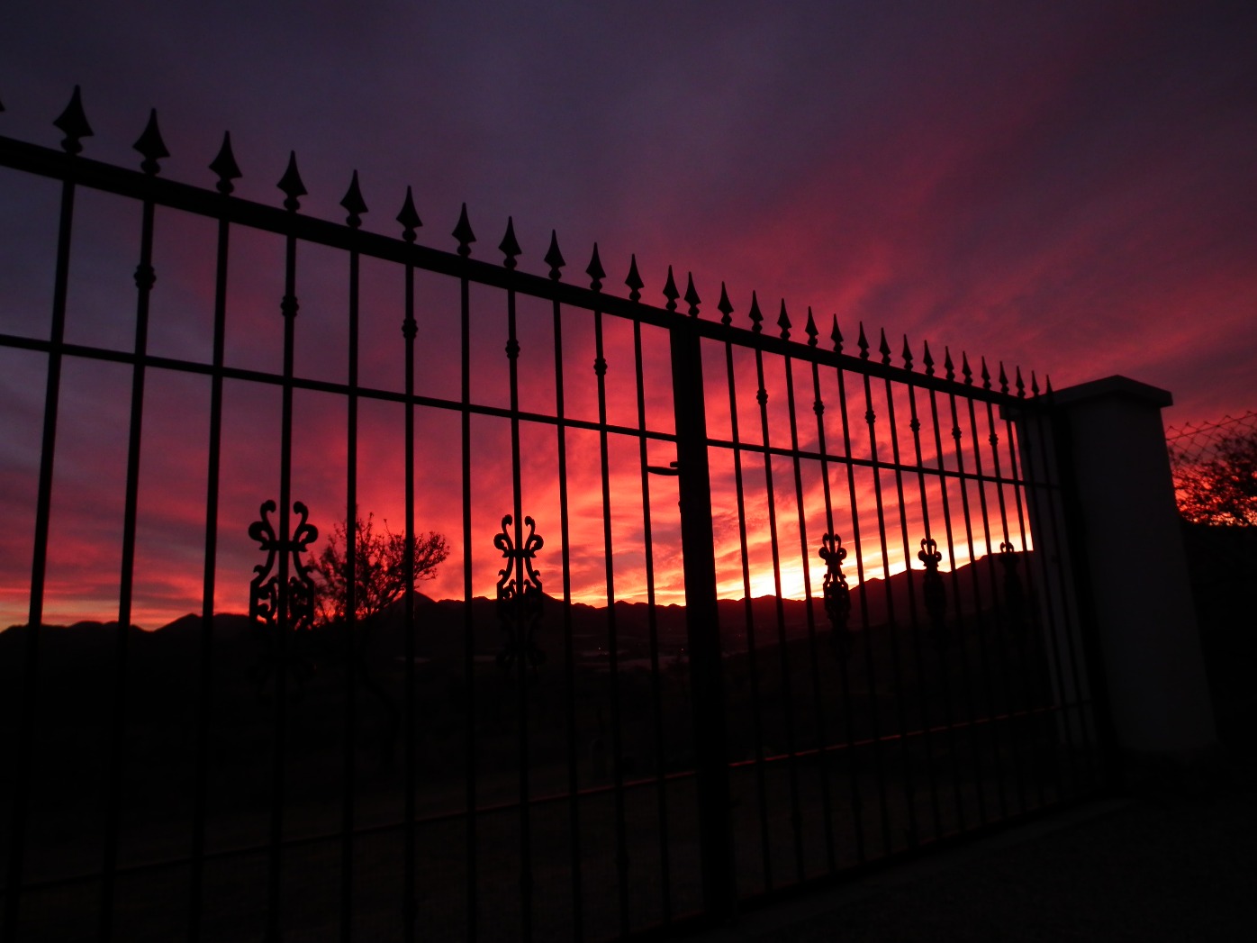 Garden Gate Sunset, Garden | Sunset | Sky | Night | Red