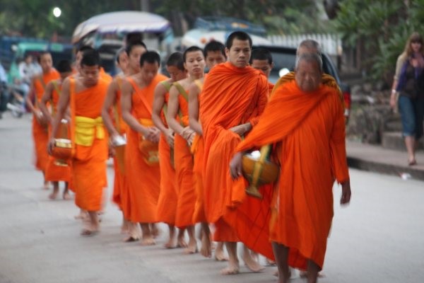 Buddhist monks, People | Men | Thailand | Buddhism | Group | Orange